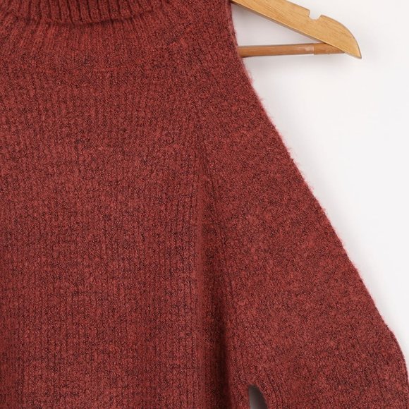 NWT MAKE A MATCH BRICK RED COLD SHOULDER SWEATER DRESS - Picture 7 of 7